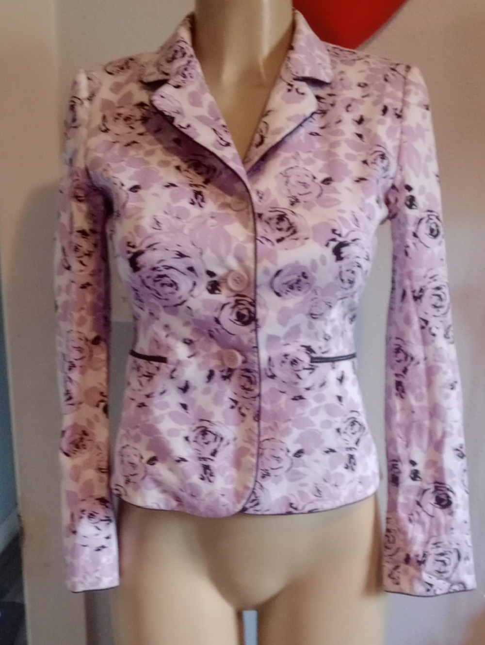 Women's Floral Lavender Blazer Jacket - Feminine Tailored Suit Jacket